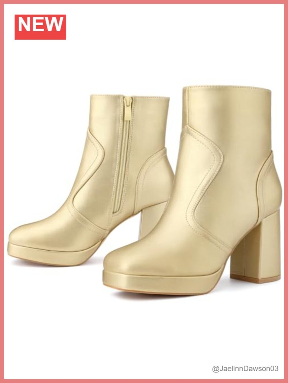 Perphy Women's Square Toe Platform Chunky Heels Ankle Boots